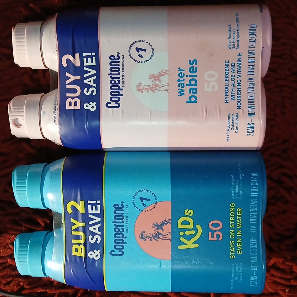 COPPERTONE (2) SPF 50 WATER BABIES SPRAY (2) SPF 50 KIDS